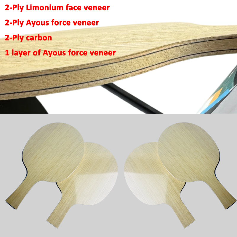 Padel Racket Carbon - Table Tennis Blade with Limonium-Spruce-Ayous Layers